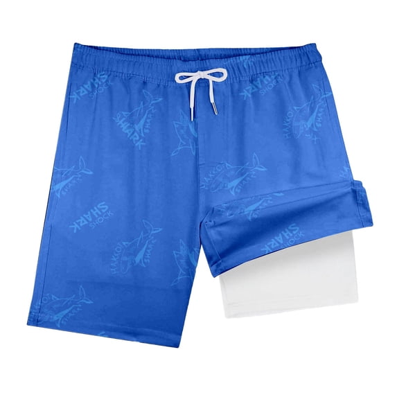 CUZIBR Boys Swim Trunks Lightweight Gradient Color Boxer Brief Liner Upf 50 Sun Drawstring Elastic Waistband Stretch Athletic Swimwear Beach Pool Outdoor Bathing Suit Shorts,Blue,6-7 Years