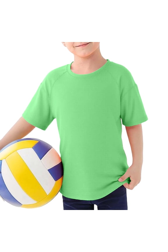 Boys Toddler Basic Tee Top Short Sleeve Solid Color Round Neck Tshirts Loose Fit Summer Breathable Sodt Classic Shirts For Kids Youth Lightweight Stylish Cozy Dailywear,Light Green1,9-10 Years