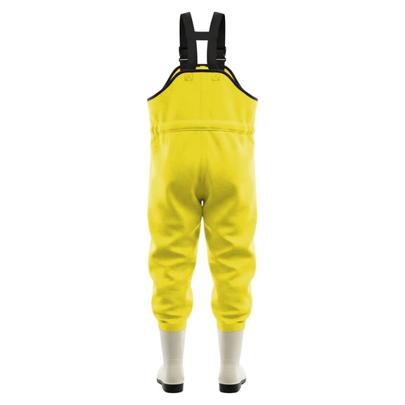 CUZIBR Boys Toddler Kids Waders Waterproof Romper Jumpsuit Suspender Rain Pants Booties Solid Color Adjustable Strap Square Collar Full Length Overall Fishing Rainwear,Yellow,4.5-5 Years