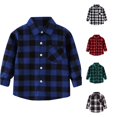 thumbnail image 1 of CUZIBR Boys Tops Kids Toddler Flannel Jacket Plaid Long Sleeve Lapel Button Down Shacket Baby Lightweight Formal Shirt Coat Outwear Tee Dailywear,Blue,2-3 Years, 1 of 4