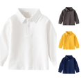 thumbnail image 1 of CUZIBR Boys Tops Lapel Solid Color Toddler Baby Long Sleeve Solid Shirt Fall Winter Kids Clothes Lightweight Elegant Tee Dailywear,White,2-3 Years, 1 of 3