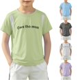 thumbnail image 1 of CUZIBR Boys Tops Short Sleeve Crewneck Letter Print Performance Athletic Shirts Lightweight Mesh Sport Training For Kids Summer Sports Tee,Green,9-10 Years, 1 of 6
