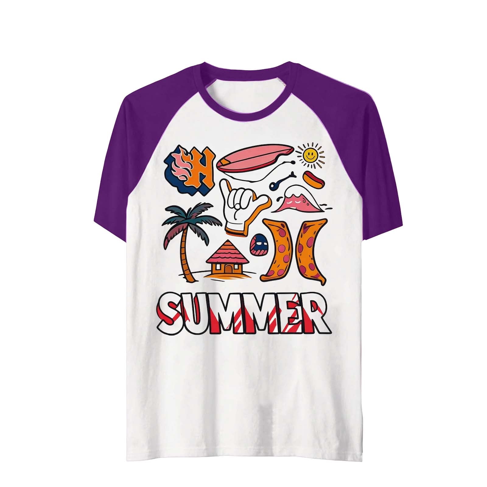 CUZIBR Boys Tshirts Short Sleeve Crewneck Loose Fit Summer Holiday Tops ...