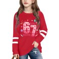 thumbnail image 1 of CUZIBR Boys Valentines Graphic Shirts Raglan Sleeve Crewneck Long Sleeve Tee Shirt Car Fashionable Print Casual Comfortable Dailywear Comfy Activewear,Red,11-12 Years, 1 of 4