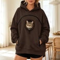 thumbnail image 1 of CUZIBR Cat Carrier Hoodie With Pouch Oversized Hoodies For Women Hooded Long Sleeve Soft Lounging Pullover,Coffee,L, 1 of 3