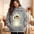 thumbnail image 1 of CUZIBR Cat Pouch Hoodie For Women Oversized Hoodies Cartoon Animal Hooded Long Sleeve Lovely Outdoor Tops,Grey,XXL, 1 of 3