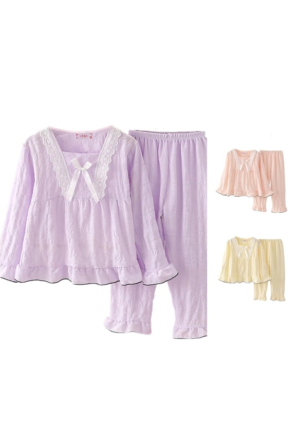 Child Girls Long Sleeve Soft Cloud Two Piece Outfit Sets Cute Tops With Pants For Toddler Kids Clothing Sets,Purple,22/L