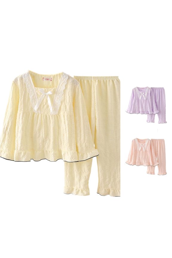 Child Girls Long Sleeve Soft Cloud Two Piece Outfit Sets Cute Tops With Pants For Toddler Kids Clothing Sets,Yellow,9-10 Years