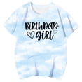 thumbnail image 1 of CUZIBR Children Girls Birthday T-Shirts Fashionable Crewneck Short Sleeve Tie Dye Letter Cartoon Graphic Casual Loose Fit Relaxed Breathable Tees Tops Summer Comfort Funny Tshirts,Blue,1-2 Years, 1 of 3