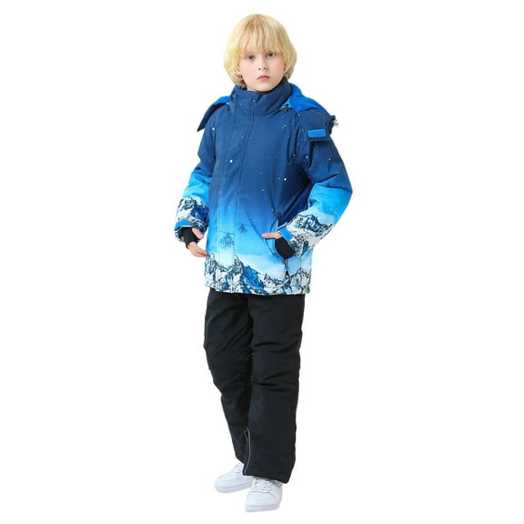 CUZIBR Children Kid Ski Suit Pocket Jacket And Pants Winter Snowboarding Winter Warm Snow Suits Unisex Leisure Dailywear For Toddler