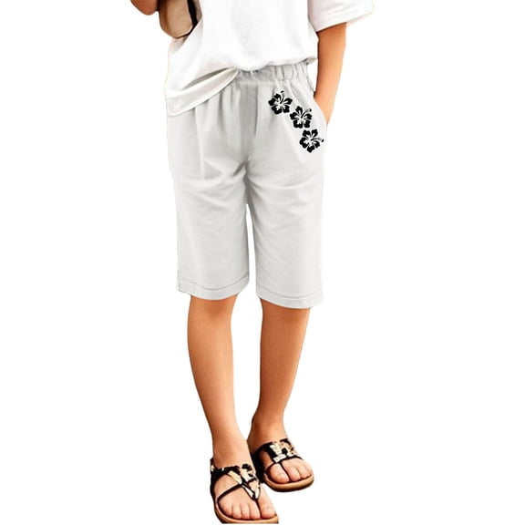 CUZIBR Children Kids Girls Casual Letter Printed Elastic Waist Casual Pants Breeches With Pocket Relaxed Fit Trousers For Toddler