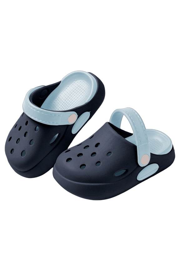 Children'S Toddler Boys Clogs Garden Shoes Thick Sole Summer Breathable Hollow Out Beach Pool Sandals Cute Indoor Outdoor Slippers Soft Cozy Sneakers Lightweight Dailywear,Navy,18-24 Months