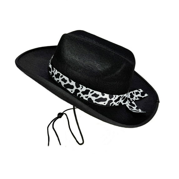 CUZIBR Children Toddler Boys Cowboy Hats Wide Birm Leopard Print Adjustable Strap Birthday Party Stage Performance Fashionable Fascinator Cowgirl Caps Headwear,Black,5-10 Years