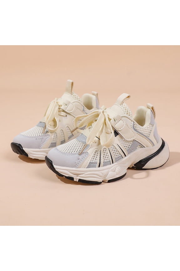 Children Toddler Girls Sneakers Cute Star Pattern Summer Mesh Breathable Sports Shoes Non- Thick Soles Fashionable Lace Up Comfortable Casual Cozy Footwear,Grey,9.5-10 Years