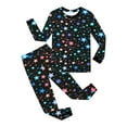 thumbnail image 1 of CUZIBR Christmas Outfit For Kids Fashionable Cartoon Print Round Neck Shirts Pants Sleep Dailywear Casual Soft Comfy Two Piece Jogging Sets,Black,7-8 Years, 1 of 5