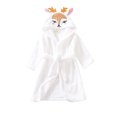 thumbnail image 1 of CUZIBR Christmas Outfit For Kids Stylish Cartoon Print Hoodies Bathrobes Long Sleeve Fuzzy Thermal Night-Robe With Belt Solid Color Sleep Robe Sleeping Clothing Suit,White,3-4 Years, 1 of 3