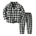 thumbnail image 1 of CUZIBR Christmas Outfit For Kids Two-Piece Suit Plaids Button Down Notched Shirts Trousers Home Coats Outfits Set Winter Warm Sleeping Wear Sets,White,6-12 Months, 1 of 9
