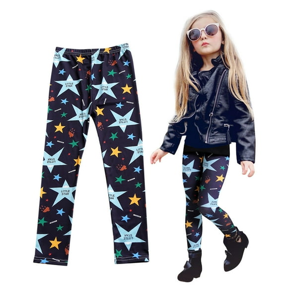 CUZIBR Christmas Pants Velvet Fuzzy Thick Lined Thermal Cartoon Floral Print Striped Leggings Trousers Winter Warm Stretchy Soft High Waist Tights Loose Joggers Trousers,Navy,4-5 Years
