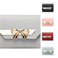thumbnail image 1 of CUZIBR Color Block Small Card Wallet With Gold Metal Bow Mini Purse Multi Card Pocket Clutch For Teen Girls Daily Shopping Travel Everyday Outdoor Use, 1 of 4