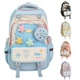 thumbnail image 1 of CUZIBR Color Block Student Backpack With Star Cartoon Purse Multi Compartment Book Bag Padded Adjustable Shoulder Straps Side Water Bottle Pocket Lightweight Rucksack For Girls, 1 of 9