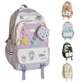thumbnail image 1 of CUZIBR Color Block Student Backpack With Star Cartoon Purse Multi Compartment Book Bag Padded Adjustable Shoulder Straps Side Water Bottle Pocket Lightweight Rucksack For Girls, 1 of 7