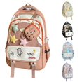 thumbnail image 1 of CUZIBR Color Block Student Backpack With Star Cartoon Purse Multi Compartment Book Bag Padded Adjustable Shoulder Straps Side Water Bottle Pocket Lightweight Rucksack For Girls, 1 of 8