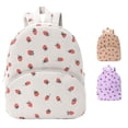 thumbnail image 1 of CUZIBR Corduroy Strawberry Print Mini Backpack Adjustable Shoulder Strap Kids Backpack Cute Fruit Pattern Small School Bag Daypack For Little Girls Travel Back To School Use, 1 of 4