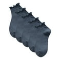 thumbnail image 1 of CUZIBR Cozy Socks For Women 5 Pairs Ruffles Solid Color Ankle Socks Low Cut Leisure Soft Cozy Boat Socks Fuzzy Socks,Grey,One Size, 1 of 3