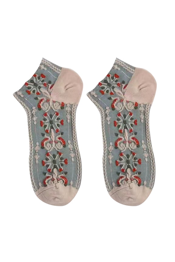 Cozy Socks For Women Retro Stereoscopic Pattern Ankle Socks Low Cut No Show Boat Socks Comfy Footies Casual Breathable Socks,D,One Size