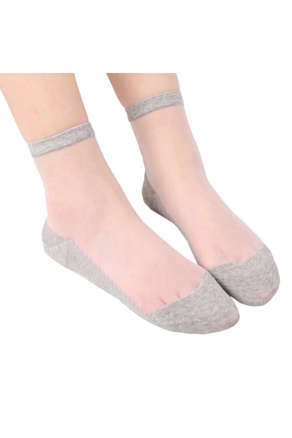 Cozy Socks For Women Women'S Short Socks Thin Transparent Solid Color Basic Stockings Ankle Stylish Comfy Dailywear,Grey,One Size