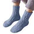 thumbnail image 1 of CUZIBR Cozy Socks Fuzzy Crew Sock Solid Solid Thick Lined Athletic Socks Winter Plush Thermal Cozy Sleeping Breathable Lightweight Footwear,Blue,One Size, 1 of 3
