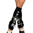 thumbnail image 1 of CUZIBR Cozy Socks Knitted Leg Warmers Flared Boot Sleeves Star Print Ribbon Boho Knee High Footless Socks Athletic Layered Leggings Comfy Dailywear,Black,One Size, 1 of 3