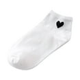 thumbnail image 1 of CUZIBR Cozy Socks Love Heart Shape Embroidery Short Socks Comfortable Leisure Low Cut Ankle Socks Fuzzy Socks,White,One Size, 1 of 2