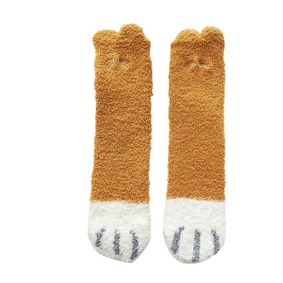 CUZIBR Cozy Socks For Women Winter Fuzzy Crew Socks Cute Cat Print Thickened Plush Warm Stockings Sleeping Homewear Comfy Dailywear,Multicolor5,One Size