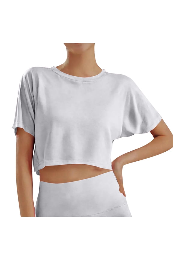 Crop Tops For Girls Youth Summer Crewneck Short Sleeve Solid Color Loose Fit Basic Tee Drop Shoulder Fashionable Breathable Lightweight Side Split Casual Stylish Soft Shirts,White,15-16 Years