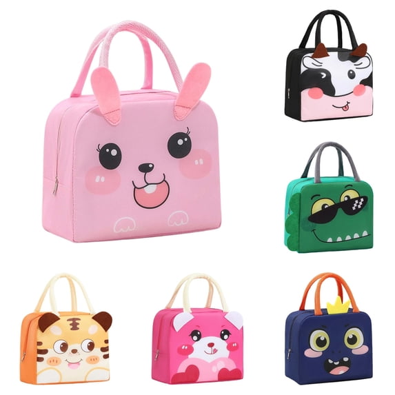 CUZIBR Cute 3D Cartoon Print Insulated Lunch Bag Reusable Thermal Cooler Tote Handbag Portable Food Storage Container For Kids School Picnic Travel Outdoor Daily Use
