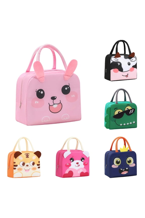 Cute 3D Cartoon Print Insulated Lunch Bag Reusable Thermal Cooler Tote Handbag Portable Food Storage Container For Kids School Picnic Travel Outdoor Daily Use