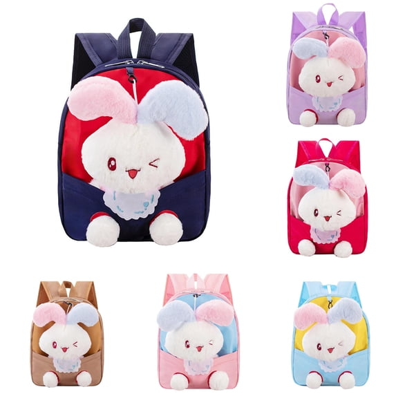 CUZIBR Cute 3D Plush Rabbit Toddler Backpack Lightweight Kids Backpack Adjustable Breathable Shoulder Straps Small Storage Daypack For Toddler Travel Daily School Bag