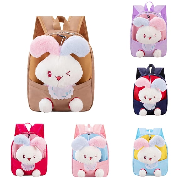 CUZIBR Cute 3D Plush Rabbit Toddler Backpack Lightweight Kids Backpack Adjustable Breathable Shoulder Straps Small Storage Daypack For Toddler Travel Daily School Bag