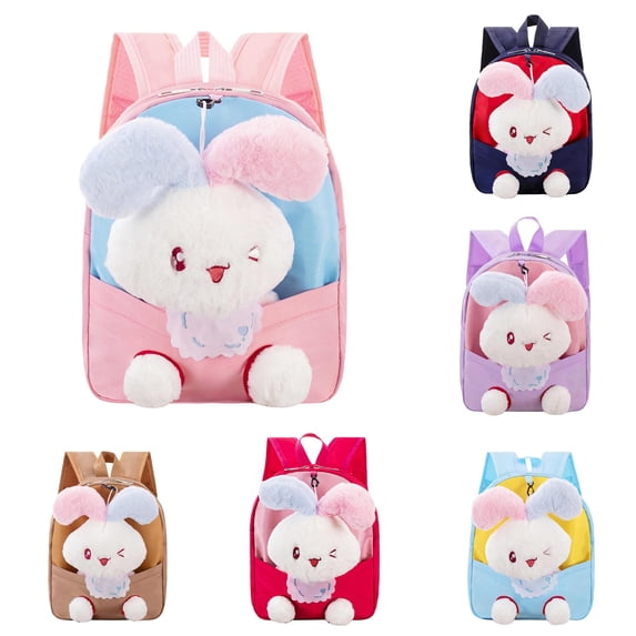 CUZIBR Cute 3D Plush Rabbit Toddler Backpack Lightweight Kids Backpack Adjustable Breathable Shoulder Straps Small Storage Daypack For Toddler Travel Daily School Bag