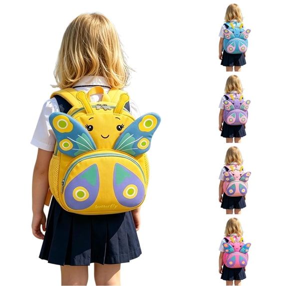 CUZIBR Cute Cartoon Butterfly Toddler Backpack Lightweight Kids Rucksack With Padded Shoulder Straps Side Mesh Pockets Spacious Preschool Book Bag For Little Girls