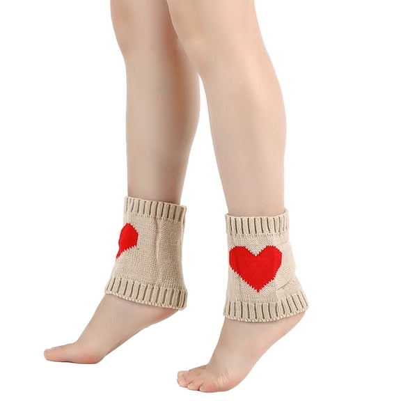CUZIBR Cute Socks Knitted Love Heart Print Leg Warmers Crochet Leggings Leisure Warm Cute Crew Socks Comfy Dailywear,Beige,One Size
