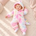 thumbnail image 1 of CUZIBR Dinosaur Baby Boy Girl Fuzzy Halloween Onesie Animal Romper Jumpsuit Tie Dye Hooded Zip Up Long Sleeve Lovely Cosplay Party Clothes,Pink,3-6 Months, 1 of 6