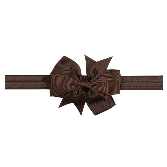 CUZIBR Extra Soft Ribbon Bow Headbands For Babies And Kids Stretchy Elastic Hair For Girls,Brown,One Size