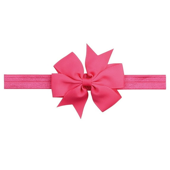 CUZIBR Extra Soft Ribbon Bow Headbands For Babies And Kids Stretchy Elastic Hair For Girls,Hot Pink2,One Size