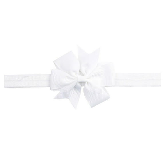 CUZIBR Extra Soft Ribbon Bow Headbands For Babies And Kids Stretchy Elastic Hair For Girls,White,One Size
