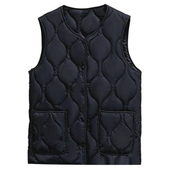 CUZIBR Fall Sweater For Women Elegant Quilted Sleeveless Jacket Thermal Wool Lined Floral Print Zipper Up V-Neck Outerwear Vest Fall Fashion Outfit,Black,Xxl