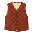 thumbnail image 1 of CUZIBR Fall Sweater For Women Quilted Vest Thickened Warm Sleeveless Button Down Jacket Solid Color V-Neck Casual Waistcoat With Pockets Fall Fashion Outfit,Orange,Xxxxl, 1 of 3