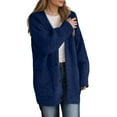 thumbnail image 1 of CUZIBR Fall Sweater For Women Sweater Long Cardigan Soft V-Neck Long Sleeve Button Down Wool Coat Jacket Open Front Oversized Knitted Sweater Tops Winter Clothes,Navy,Xxl, 1 of 4