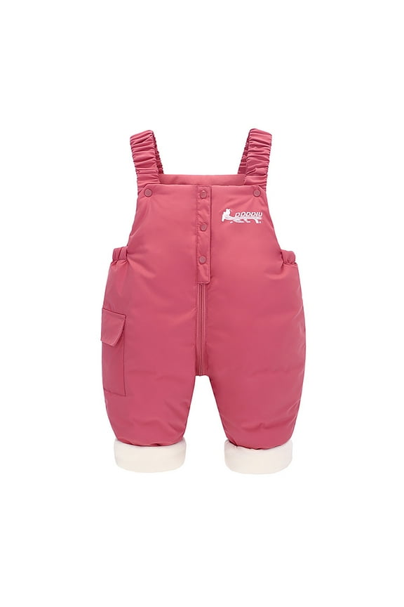 Fall Winter New Boys Girls With Thickened Down Cottonblend Overalls Children Can Hollow Baby Winter Pants，Boys Toddler Classic Snow Bib Ski Snowsuit Soft Dailywear For Child